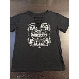 Cowboy Whiskey Graphic Short Sleeve Tee - Black